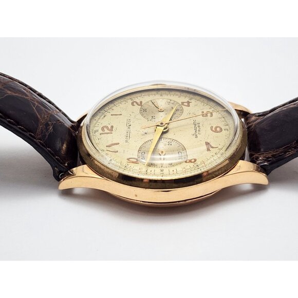 Vintage Monval 18K Rose Gold 37mm 17J Antimagnetic Chronograph Swiss Watch - Picture 13 of 16